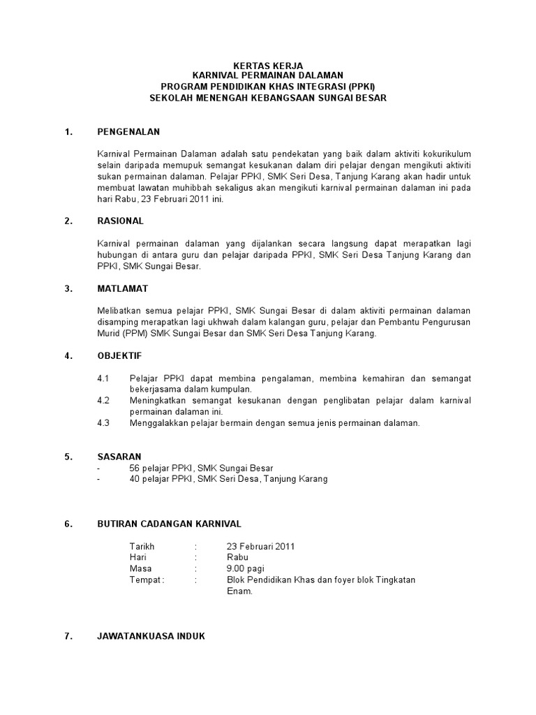 Kertas Kerja Karnival Permainan Dalaman Pdf