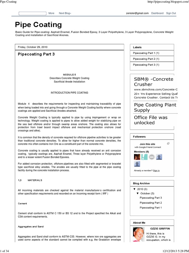 Concrete Weight Coating for Pipelines | PDF | Concrete | Pipe (Fluid ...