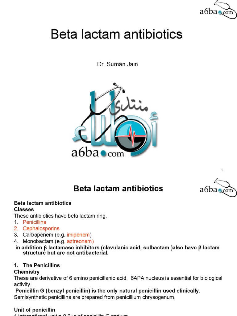 Overview of Beta Lactam Antibiotics | PDF | Beta Lactamase | Penicillin