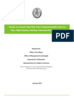 Ready To Launch: New York City's Implementation Plan For Free, High-Quality, Full-Day Universal Pre-Kindergarten