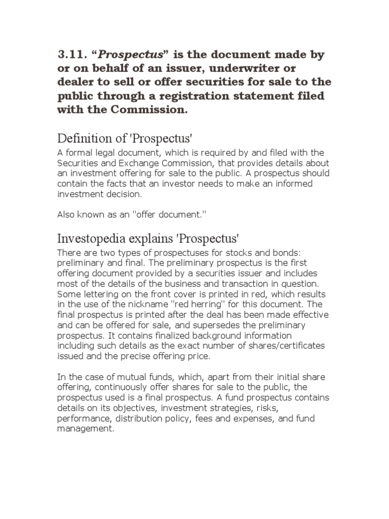Understanding Prospectus and Underwriters | PDF | Underwriting ...