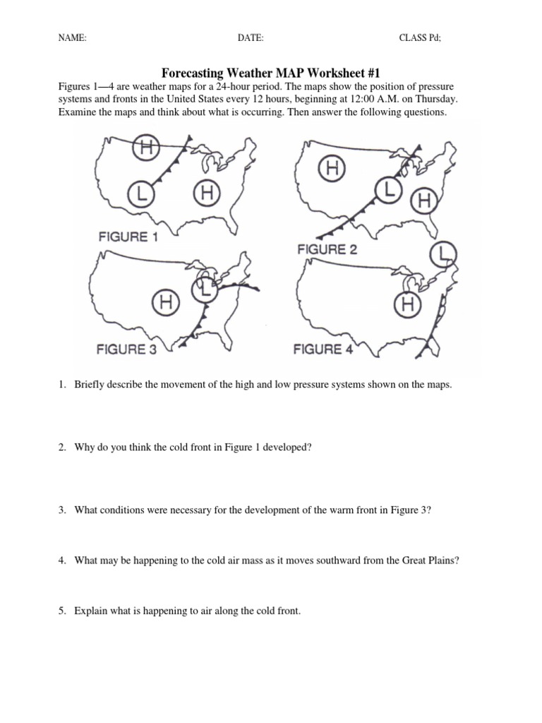 Ws Forecasting Weather Map 21 21  PDF  Weather  Weather Forecasting For Forecasting Weather Map Worksheet 1