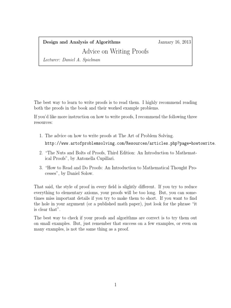 Advice On Writing Proofs | PDF | Language Arts & Discipline