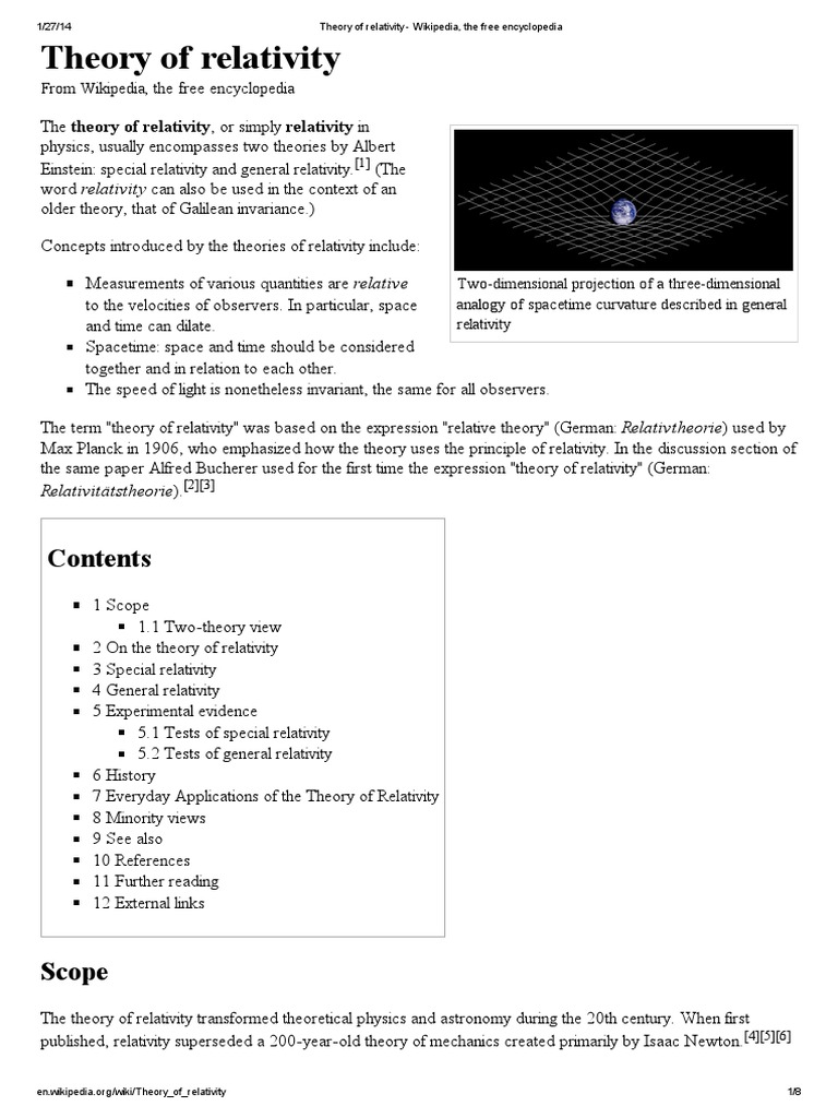Theory of relativity - Wikipedia, the free encyclopedia.pdf | General ...
