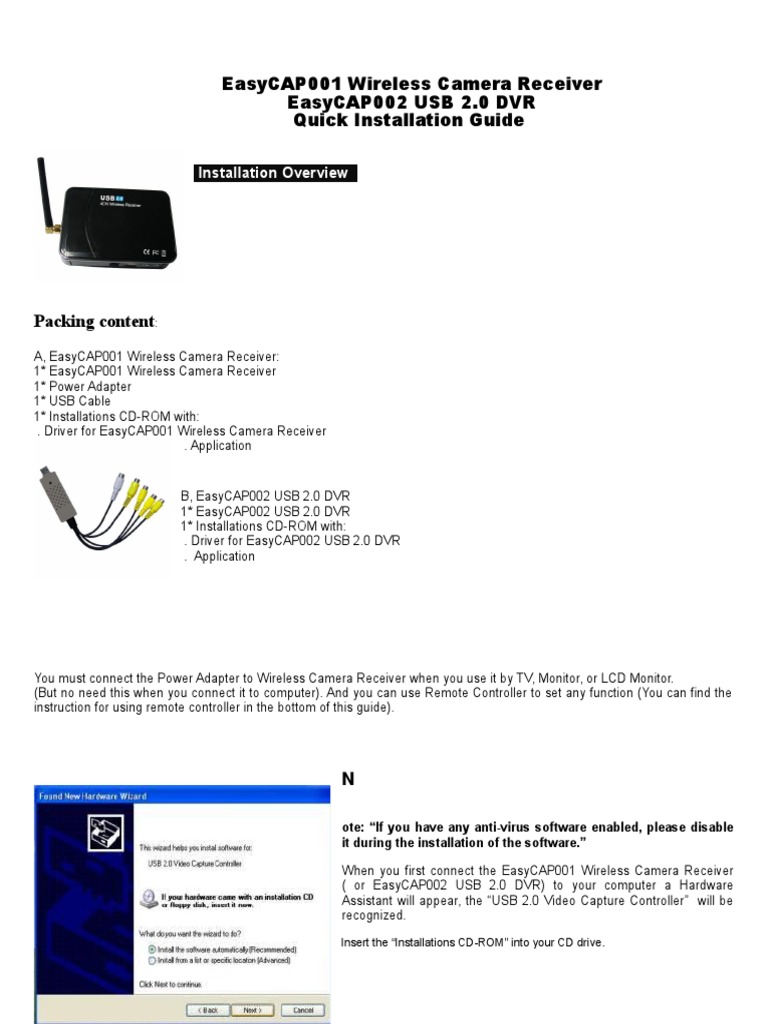 EasyCAP Installation and Usage Guide | PDF | Video | Windows 2000
