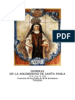 Homilía en la Solemnidad de Santa Paula. Convento de MM Jerónimas de Toledo. 26 de enero de 2014