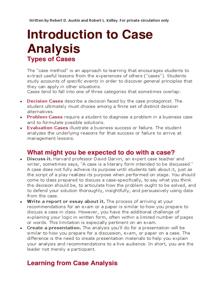 how to write a case analysis essay