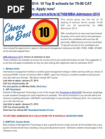 Download MBA Admission 2014 10 Top B schools for 70-90 CAT cut-off percentilers Apply now by Mba Univers SN202488111 doc pdf