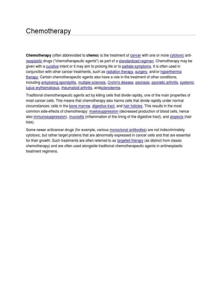 Understanding Chemotherapy Treatments | PDF