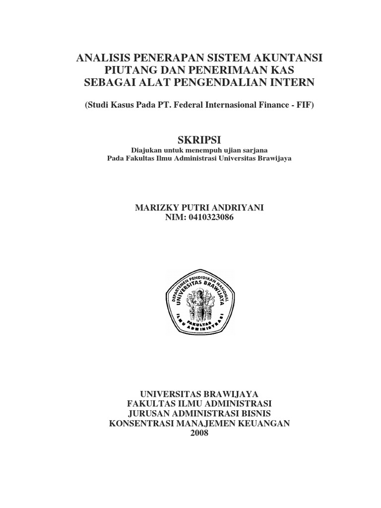Skripsi Sistem Informasi Akuntansi Penerimaan Kas Pejuang Skripsi