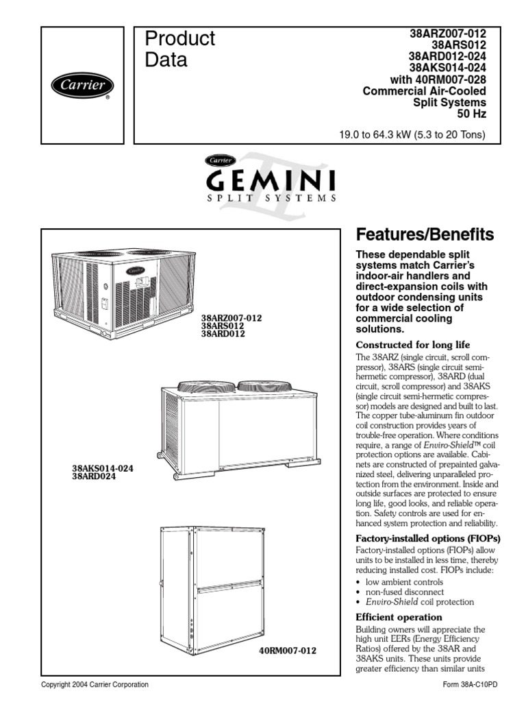 38aks016 Carrier PDF Thermostat Air Conditioning