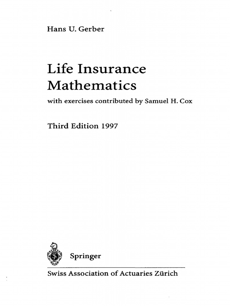 Life Insurance Mathematics PDF Annuity (European) Insurance