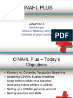 Cinahl Plus: Sarah Harper School of Medicine Library University of South Carolina