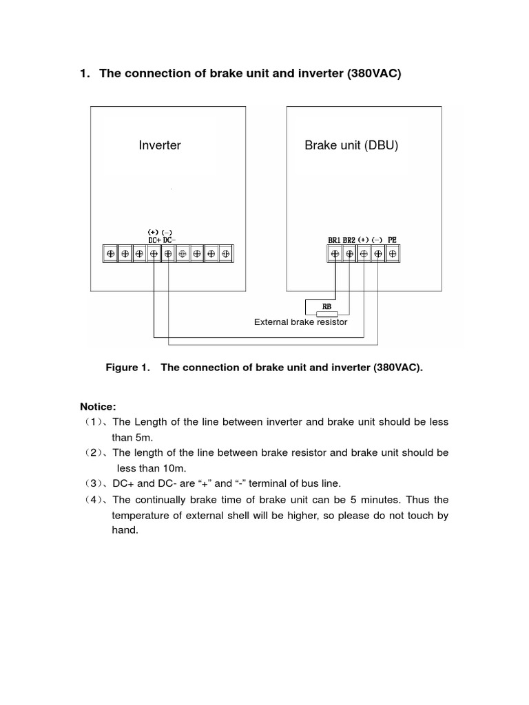 Inverter and Brake Unit Connection Guide | PDF | Power Inverter | Resistor