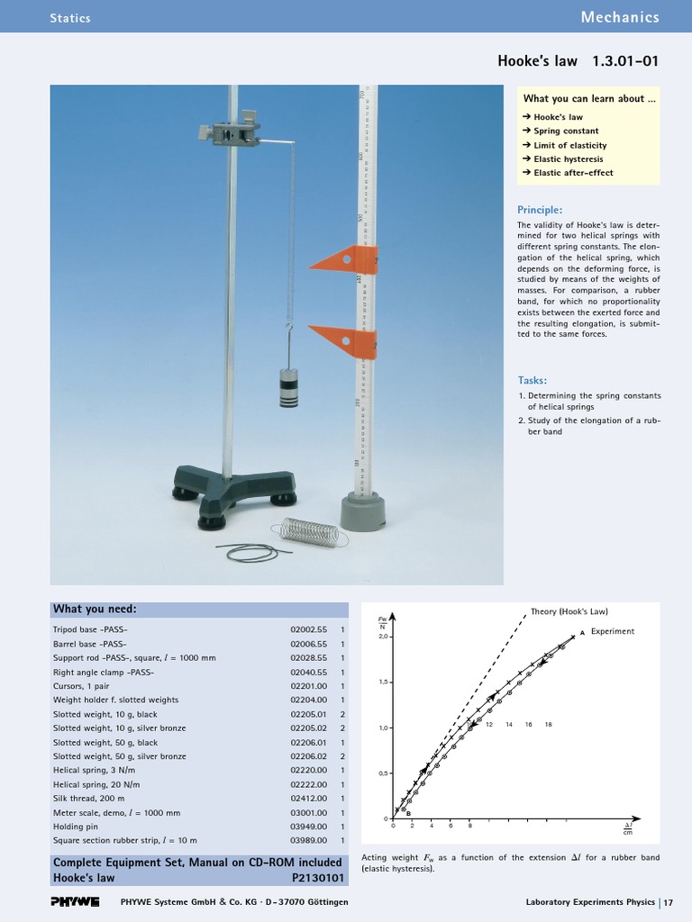 LEP1301_01 Hooke’s law | Deformation (Mechanics) | Force