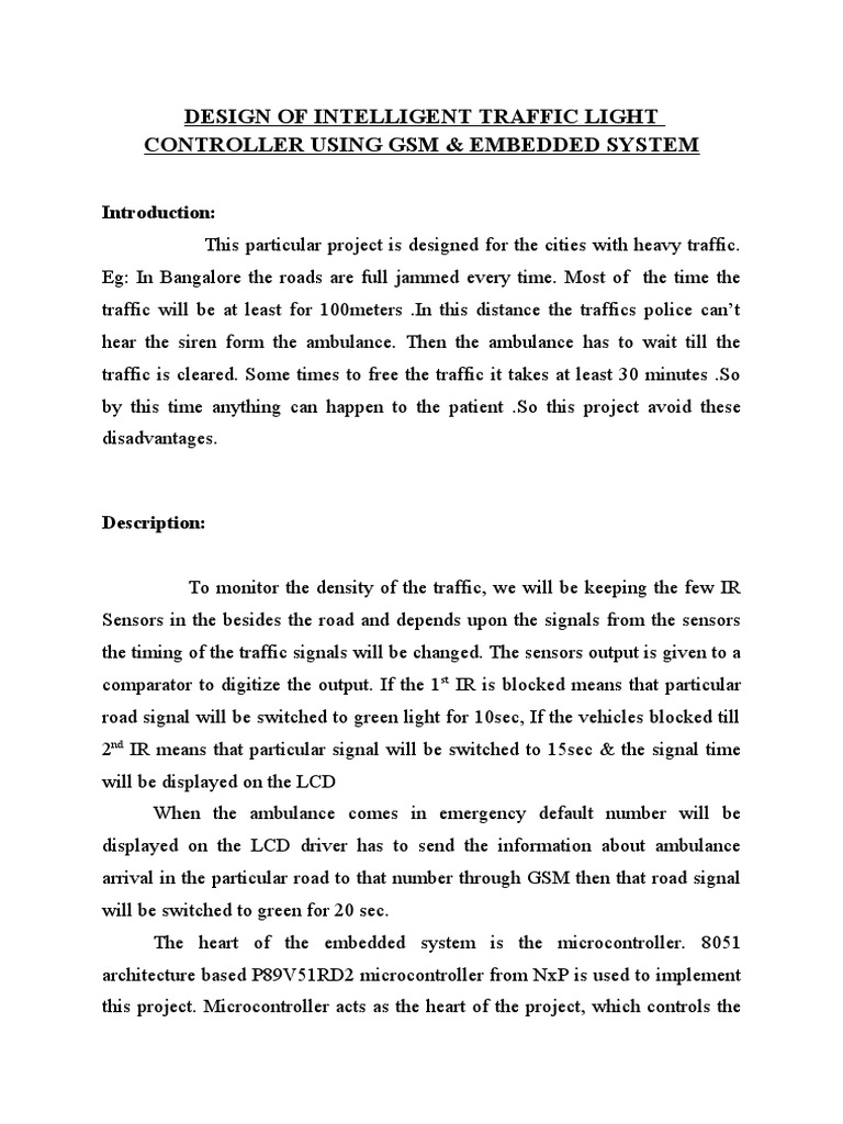Intelligent Traffic Light System with GSM | PDF