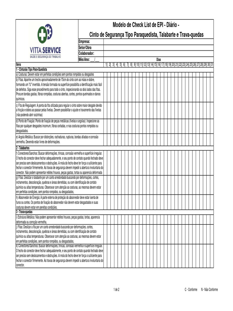 Checklist Diário de EPI | PDF | Corrosão | Química