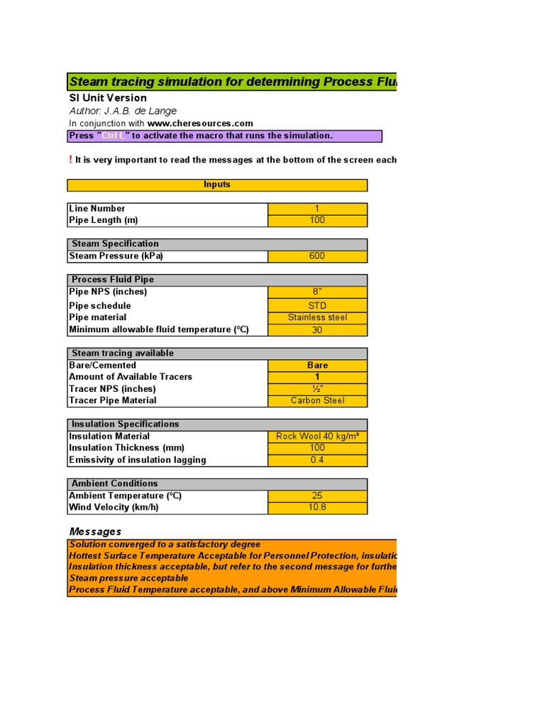 Steam Tracing Calculation Simulation | PDF | Thermal Insulation ...