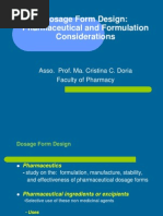 Dosage Form Design Pharmaceutical and Formulation Considerations