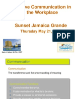 Effective Communication in The Workplace: Thursday May 21, 2009