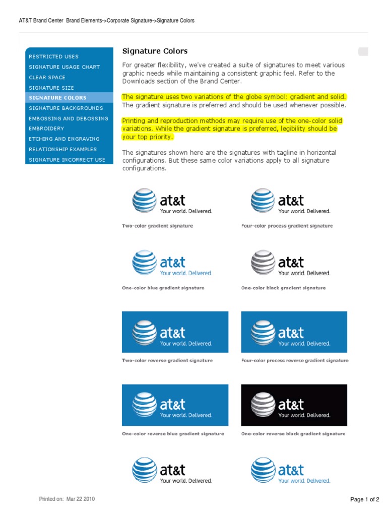 Signature Colors: Restricted Uses Signature Usage Chart Clear Space ...