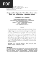 Design and Development of Three Phase Shunt Active Filter With Balanced and Unbalanced Supply