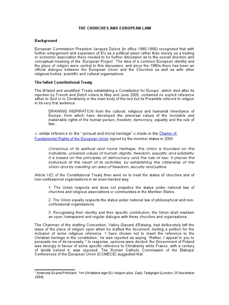 Churches and European Law | PDF | European Union | Treaty