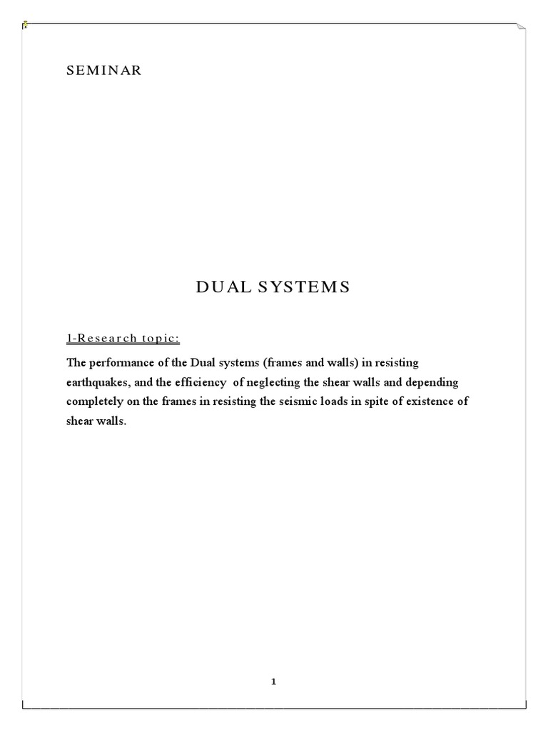 Dual Systems Seminar | PDF | Beam (Structure) | Shear Stress