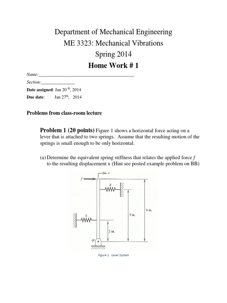ME 3323 Homework 1: Mechanical Vibrations | PDF