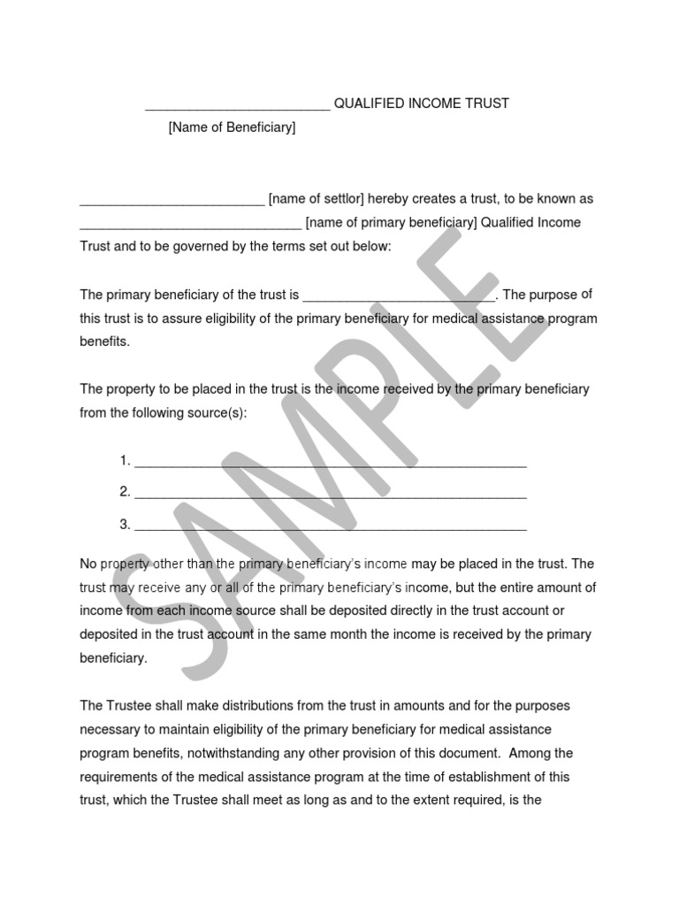Texas Qualified Income Trust Document | PDF | Trustee | Trust Law