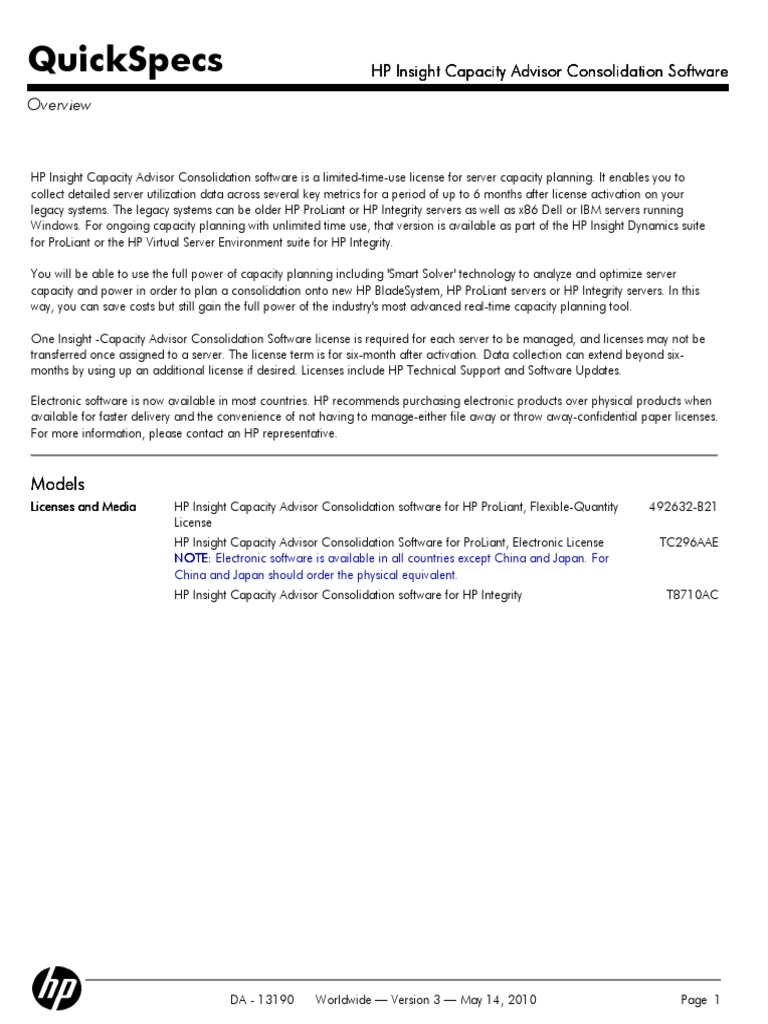 Quickspecs Models Models Models Models PDF Hewlett Packard Data