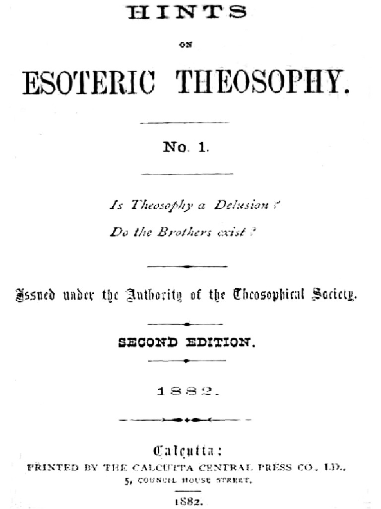 Hints On Esoteric Philosophy, No. 1, (2 Ed., 1882) | PDF