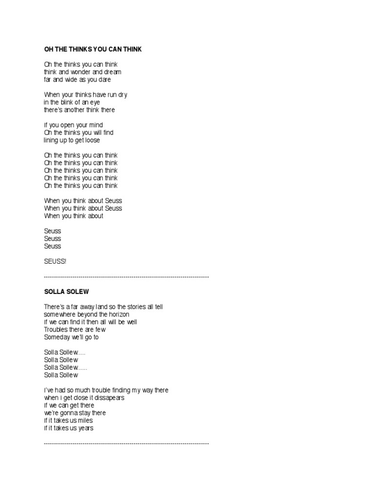Seussical The Musical Lyrics Leisure ((both)) i was just a no one only yesterday, then you showed up and showed me something more. seussical the musical lyrics leisure