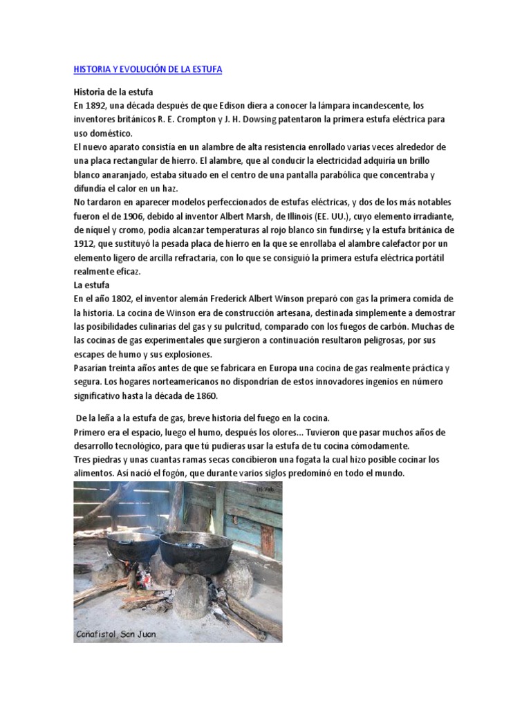 Historia y Evolución de La Estufa | PDF | Estufa de cocina | Ingeniería ...