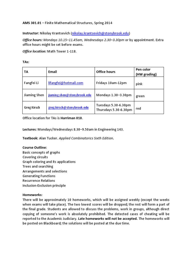 ams301.01 Syllabus Lecture Medical School