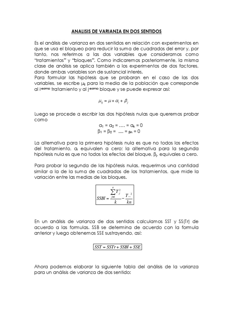 Anova de Dos Vias | PDF | Análisis de variación | Métodos matemáticos y ...