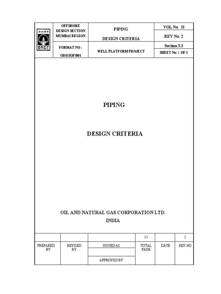 Piping Design Criteria - Rev2 PDF | PDF | Pipe (Fluid Conveyance ...