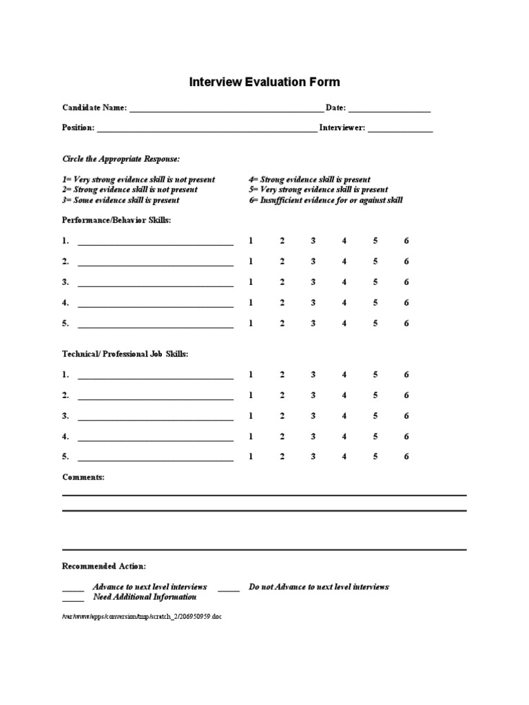 Interview Evaluation Form - Template | PDF | Career & Growth