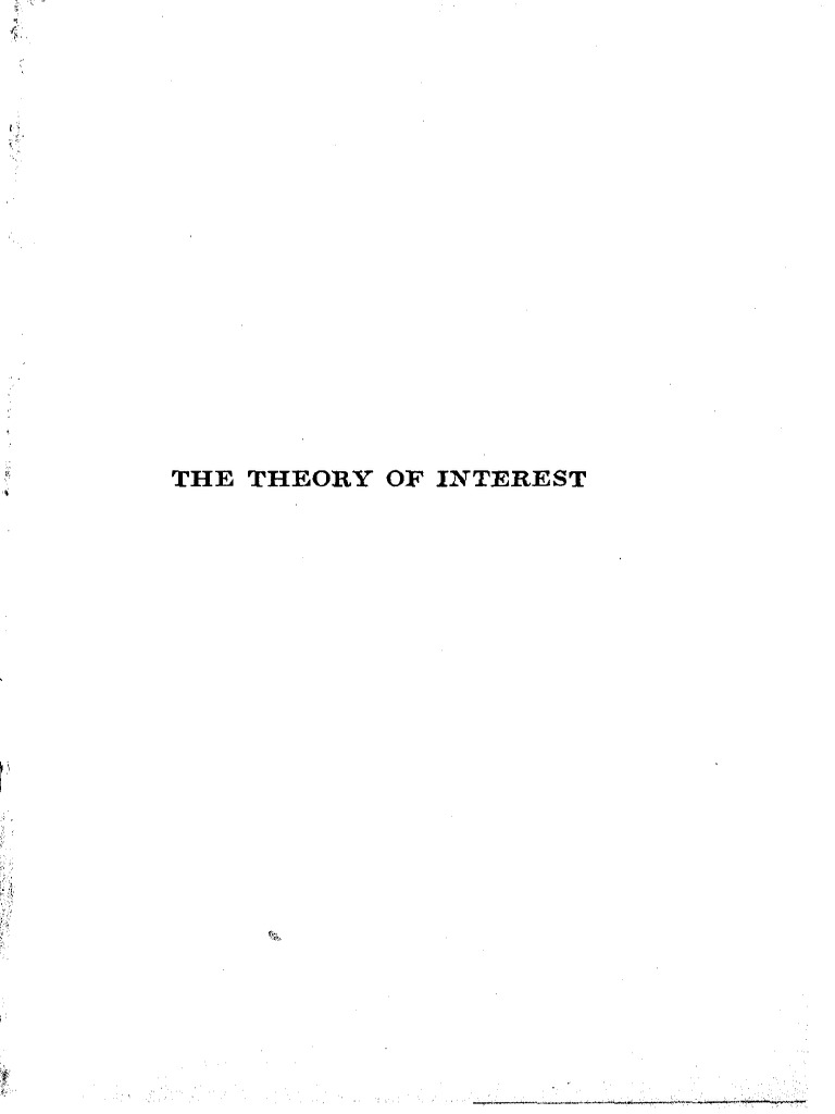 Fisher (1930) The Theory of Interest PDF Real Interest Rate