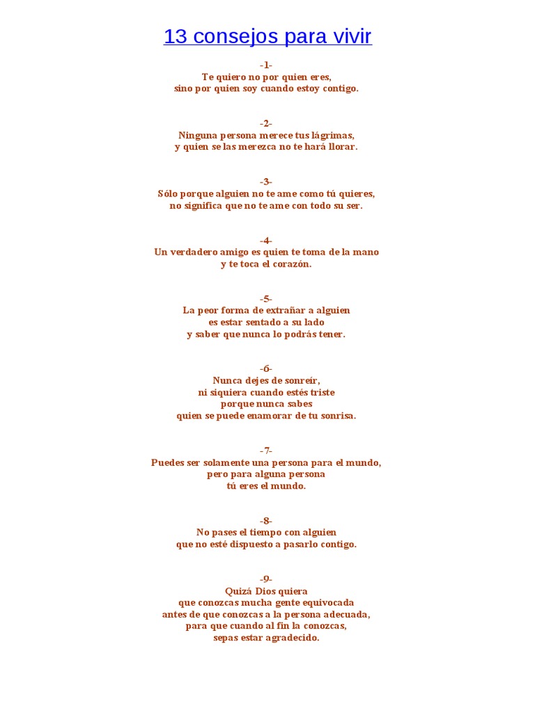Consejos de Vida y Amor | PDF | Ocio