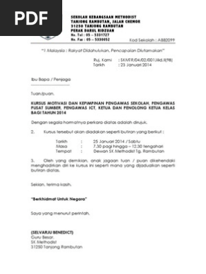 Contoh Surat Jemputan Kursus