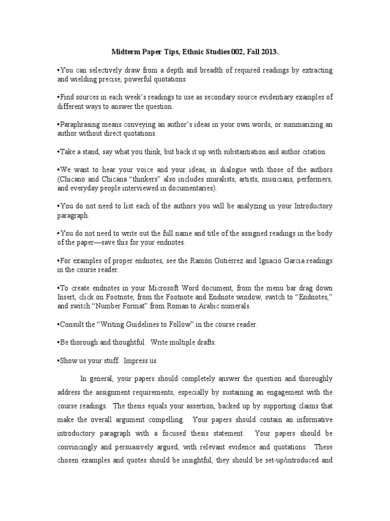 Midterm Paper Writing Guidelines | PDF | Citation | Essays
