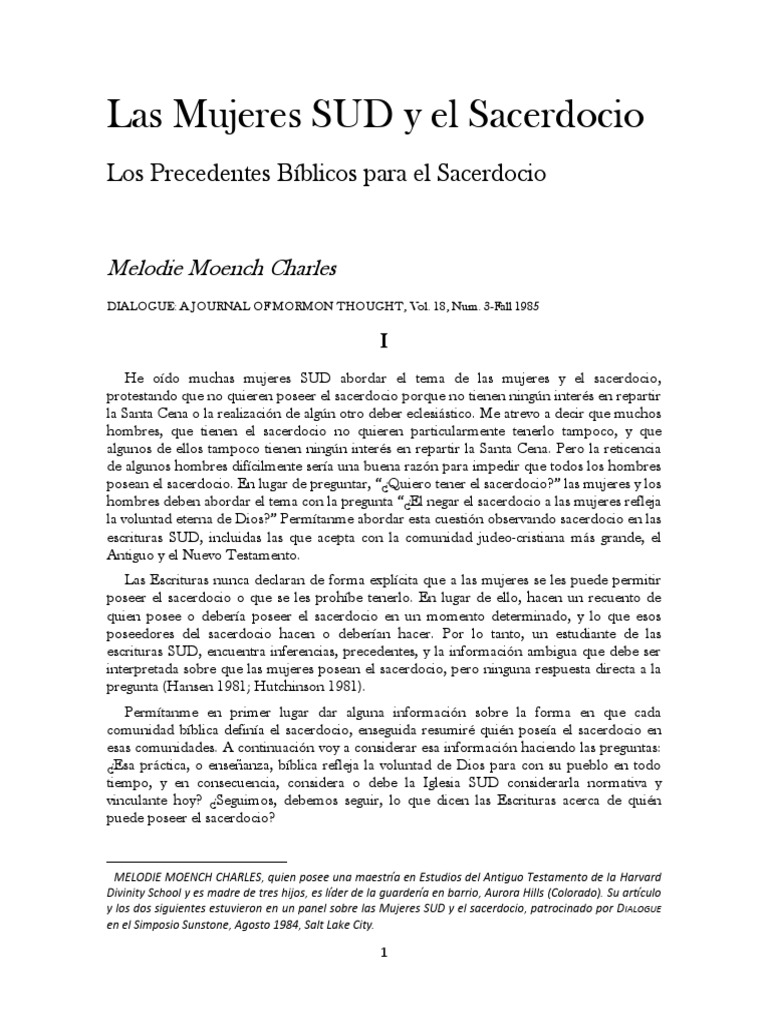 Mujeres SUD y el Sacerdocio | PDF | Sacerdote | La Iglesia de ...