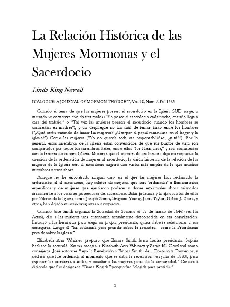 Las Mujeres SUD y El Sacerdocio 2 | PDF | Sacerdote | José Smith