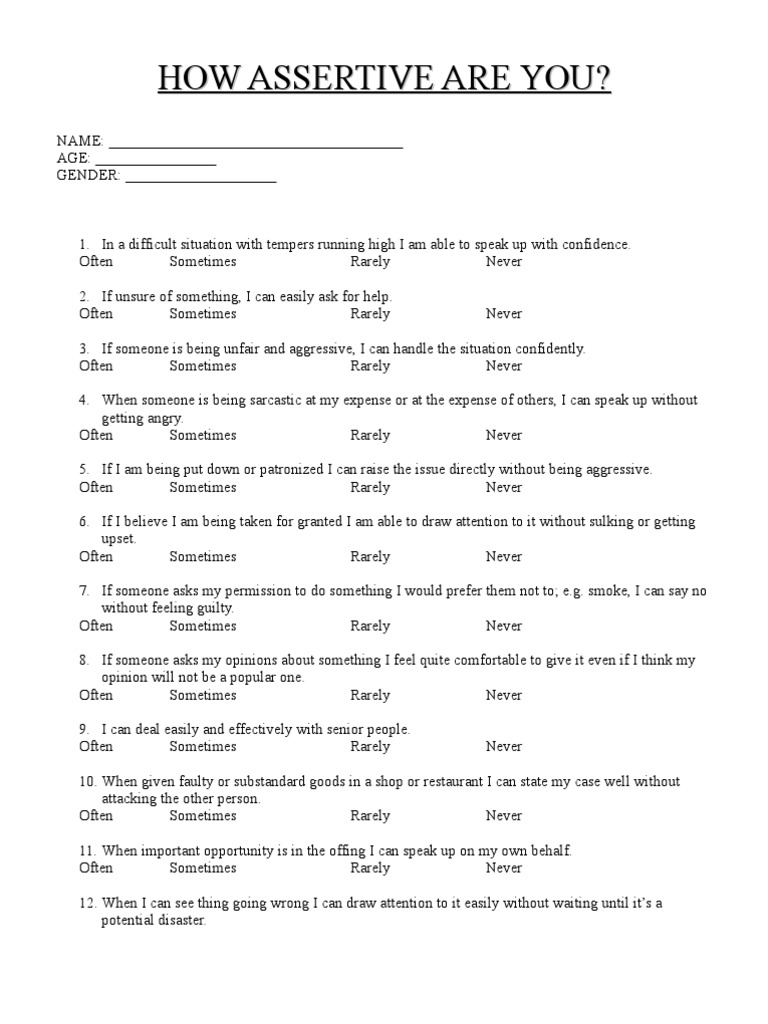 How Assertive Are You Pdf