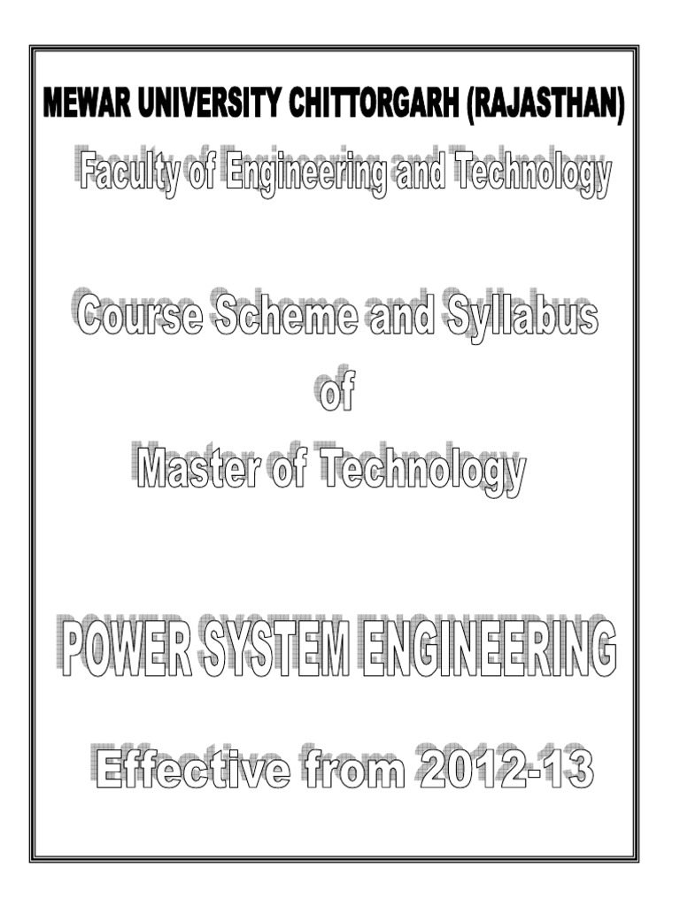 Mewar University Power System Engineering PDF Thesis