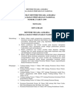 Peraturan Kepala BPN No 2 THN 1999 Tentang Izin Lokasi