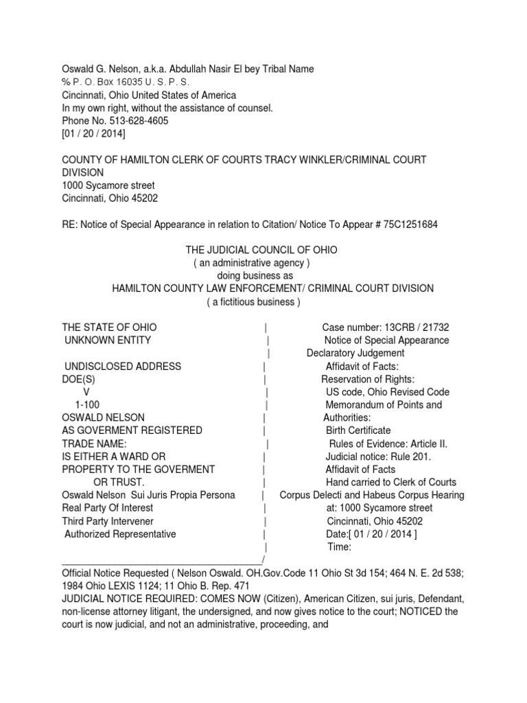 Special Appearance PDF Judicial Notice Demurrer