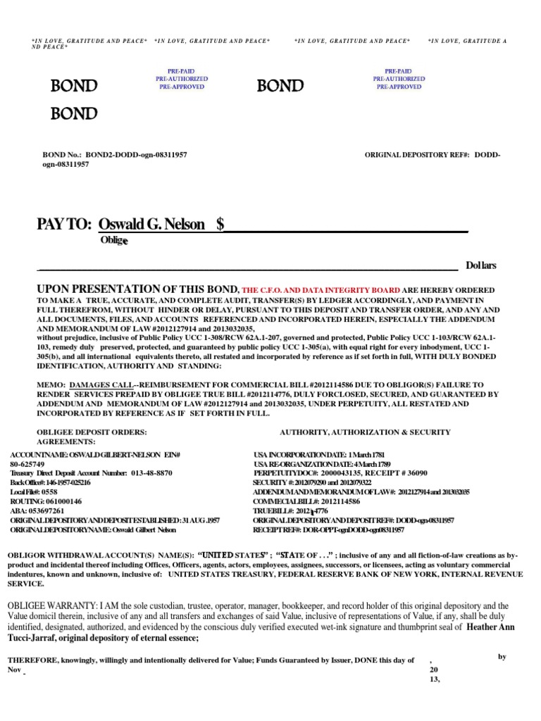 Bond Transfer Order and Audit Instructions | PDF | Government | Common Law