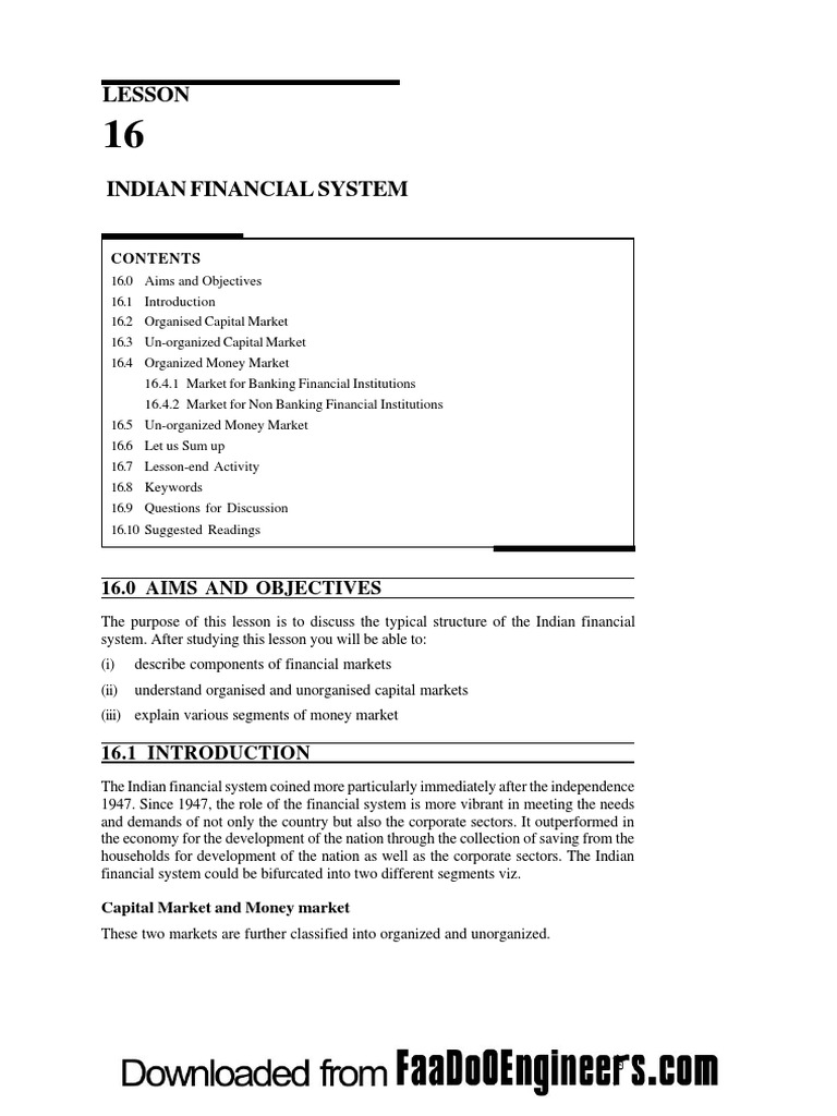 Indian Financial System | PDF | Financial Markets | Capital Market